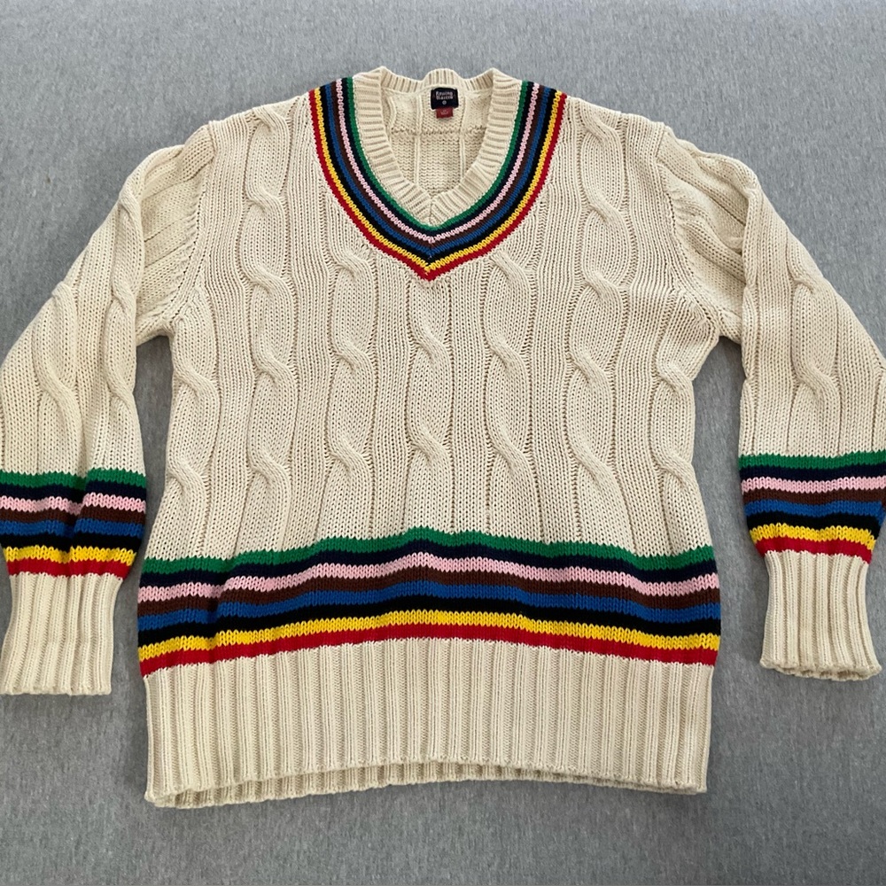 Rowing Blazers Sweater XS Cable Knit Croquet Stripe